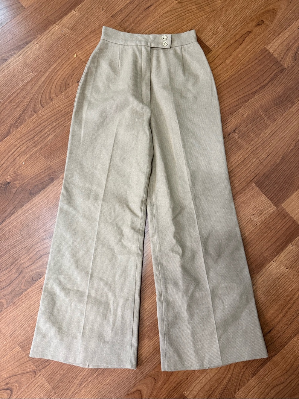 Vintage High-Waist Wide Leg Trousers in Tan